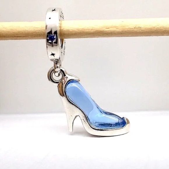 NWOT Pandora x Disney Cinderella's Glass Slipper Charm Blue Crystal - 793071C - Picture 4 of 16